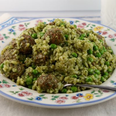 Pesto Rice with Meatballs