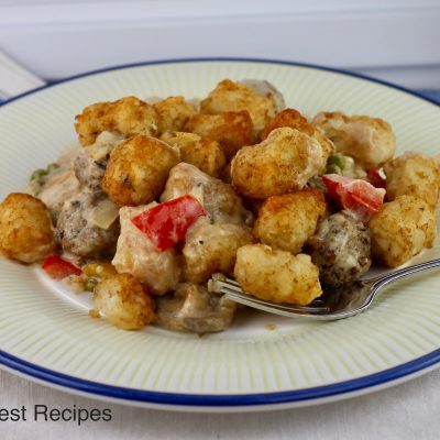 Tater Tot Potato and Meatball Casserole