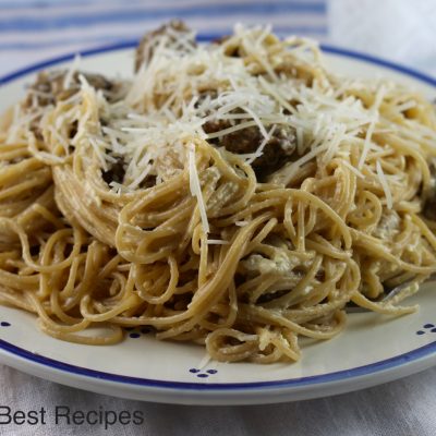 Pasta Carbonara with Meatballs