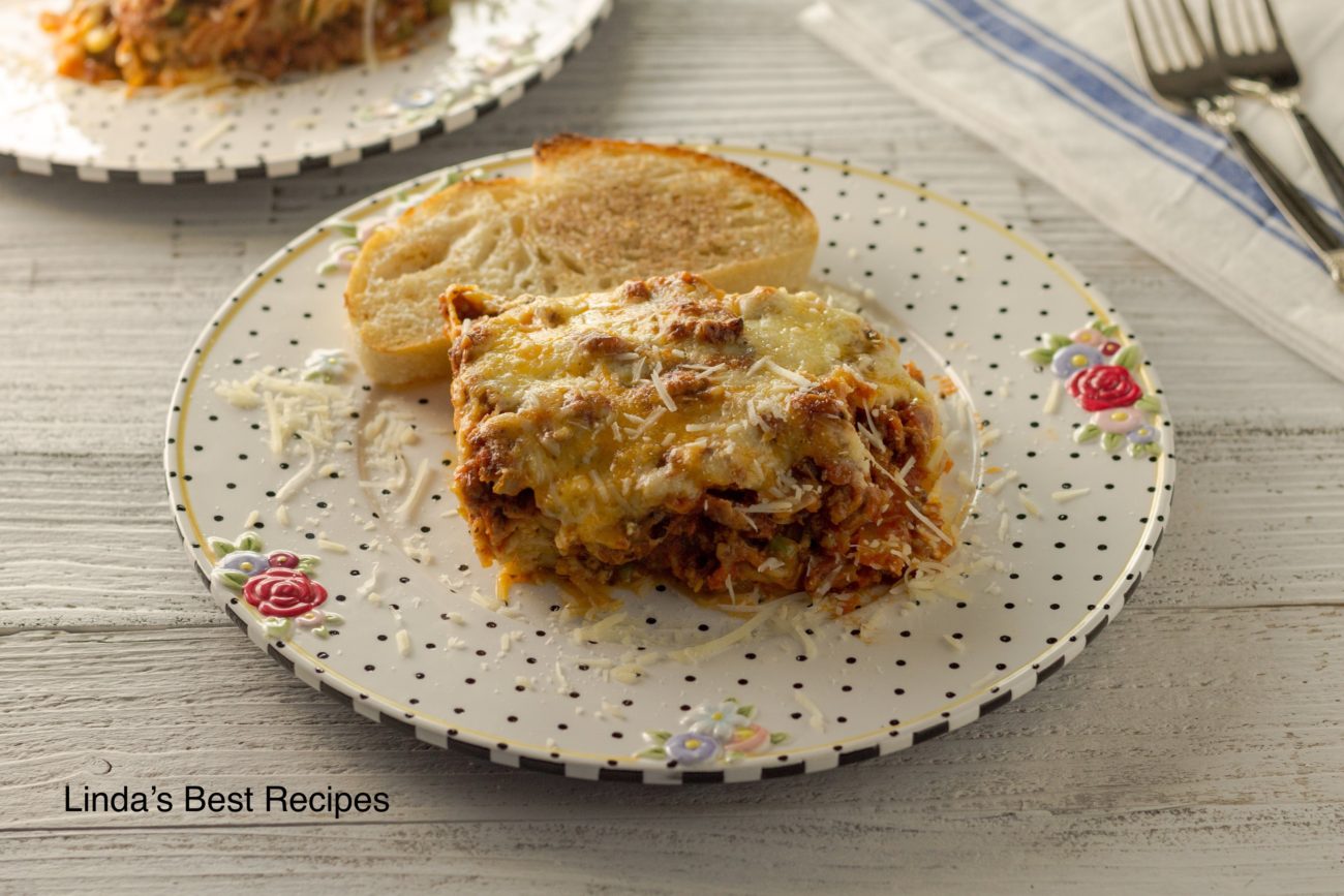 Creamy and Beefy Baked Spaghetti