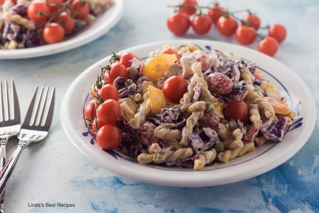 Chicken Pasta Salad with Cabbage