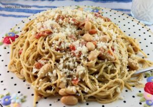 Pesto Spaghetti with White Beans