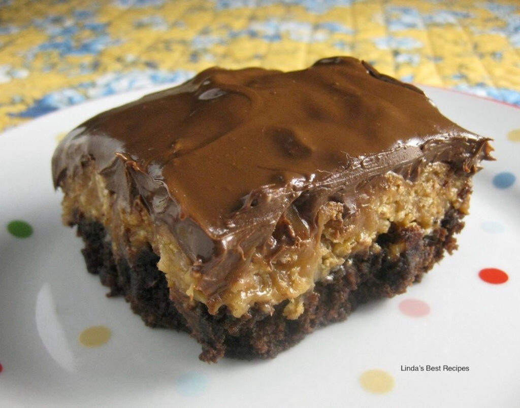 Crunchy Peanut Caramel Layered Brownies